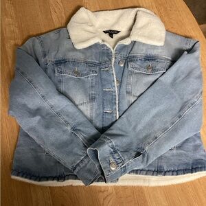 Baccini Light Blue Denim Jacket with White Sherpa Trim